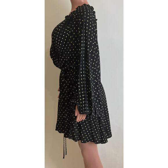 Rotate Birger Christensen Carly Dress Size 8 Black Polka Dot Off The Shoulder - Picture 4 of 16